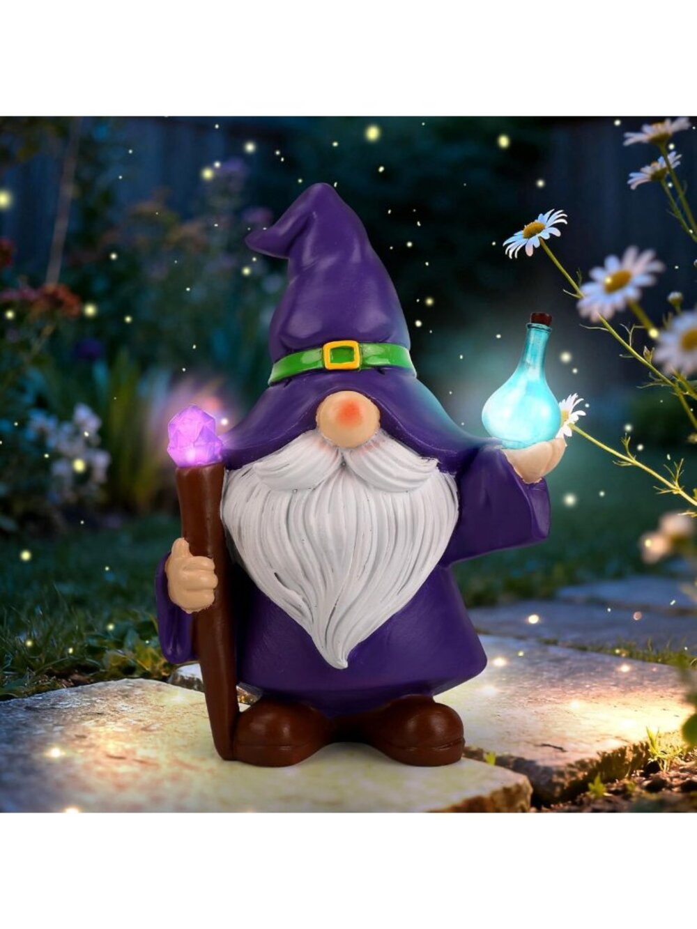 Solar Powered Garden Gnome Decor - Outdoor Lights for Patio, Yard, Lawn, Gift